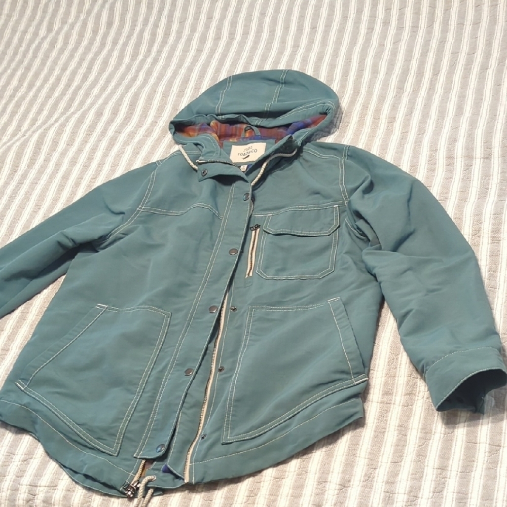 Toad & Co. Jacket Forester Parka with Hood, Green Teal, Size Medium